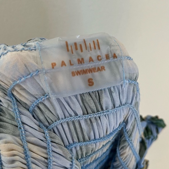 Palmacea Floral Smocked Bow Shoulder Maxi Dress Acacia Blue Yellow - Picture 6 of 9